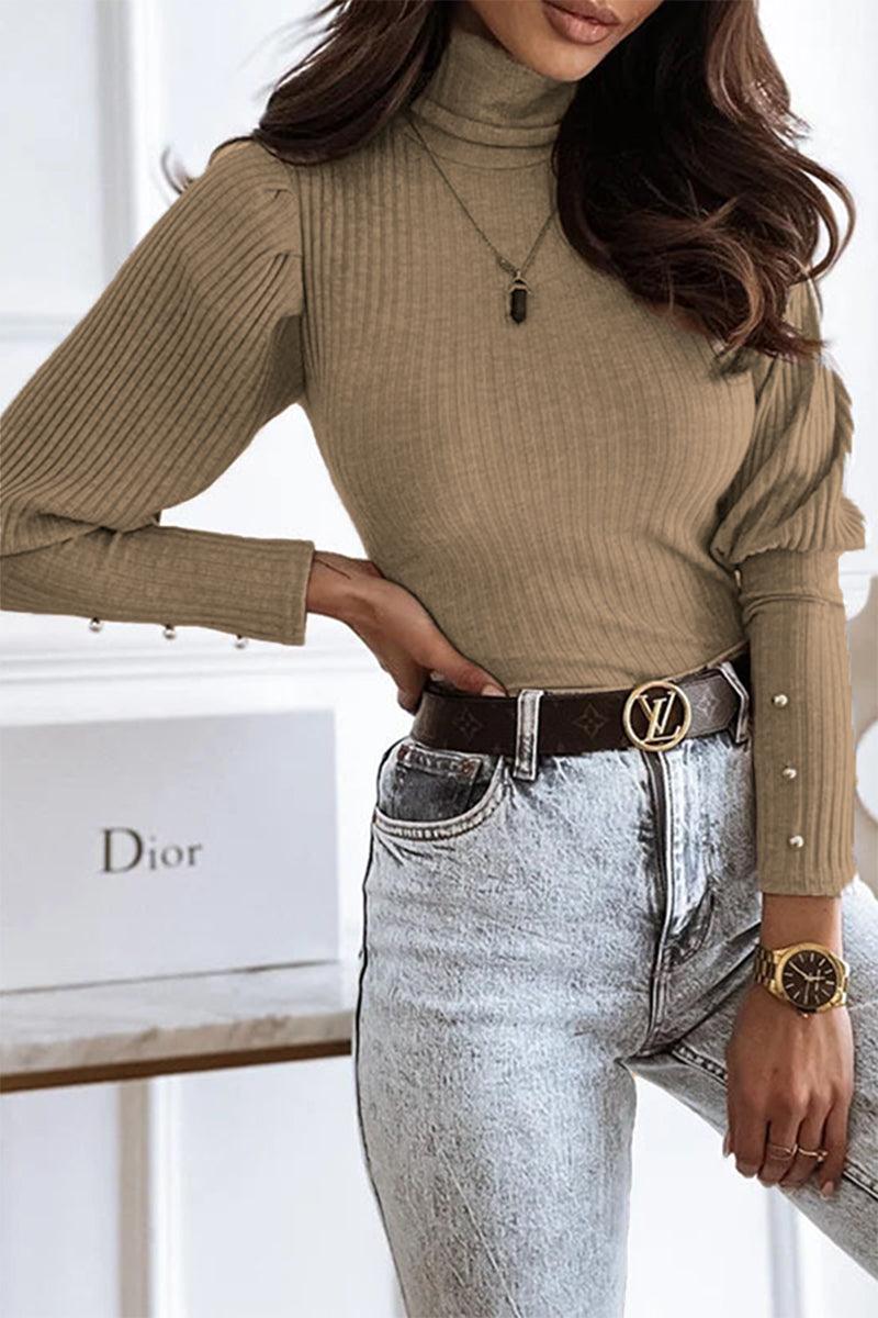 Women's Long Sleeve Turtleneck Top for Casual Chic Wear Rebooters Womens Shirts
