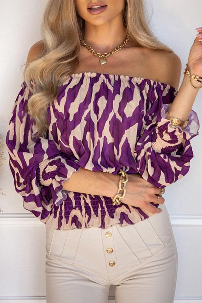 Women's Elegant Off Shoulder Blouse With Pleated Long Sleeves Rebooters Womens Shirts