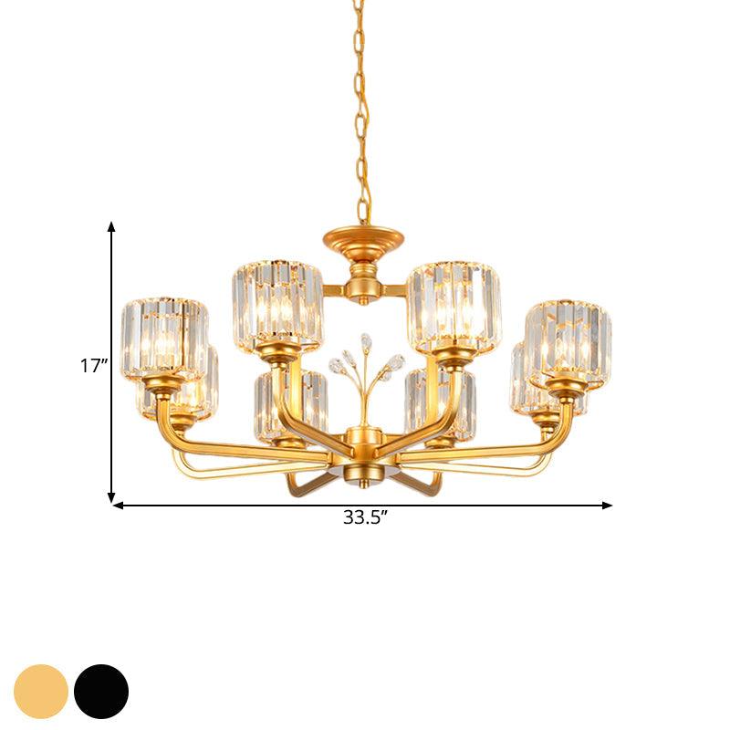 6/8-Bulb Living Room Chandelier Simple Black Gold Lighting - Rebooters