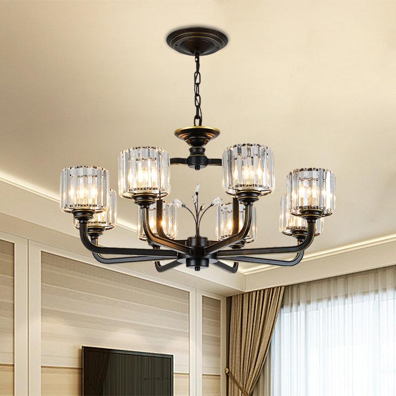 6/8-Bulb Living Room Chandelier Simple Black Gold Lighting - Rebooters