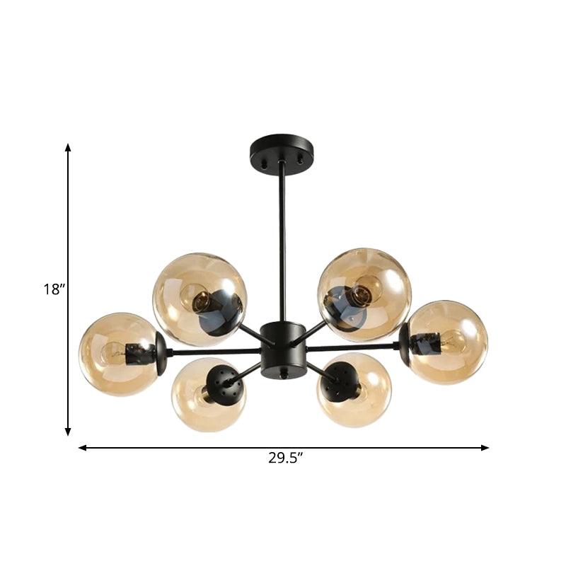 Amber Blue Clear Glass Spherical Chandelier Light Post Modern Black Pendant Lamp - Rebooters