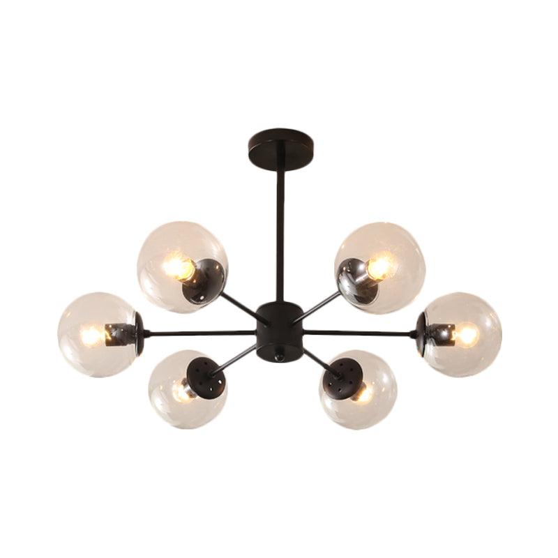 Amber Blue Clear Glass Spherical Chandelier Light Post Modern Black Pendant Lamp - Rebooters