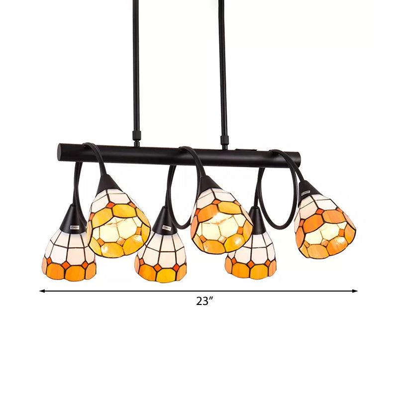 6/10 Lights Kitchen Island Lighting Tiffany Stylish Blue Orange Yellow Hanging Lamp - Rebooters