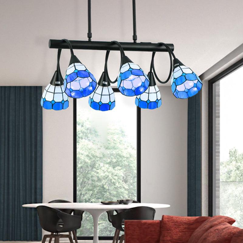 6/10 Lights Kitchen Island Lighting Tiffany Stylish Blue Orange Yellow Hanging Lamp - Rebooters