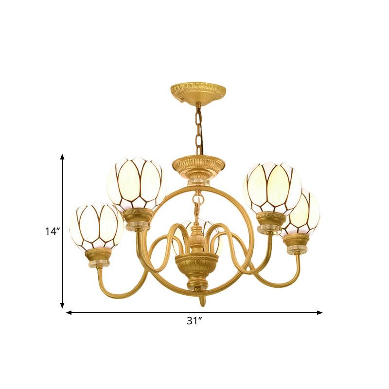 3/5 Bulbs Dining Room Chandelier Lamp Tiffany Gold Pendant Light - Rebooters