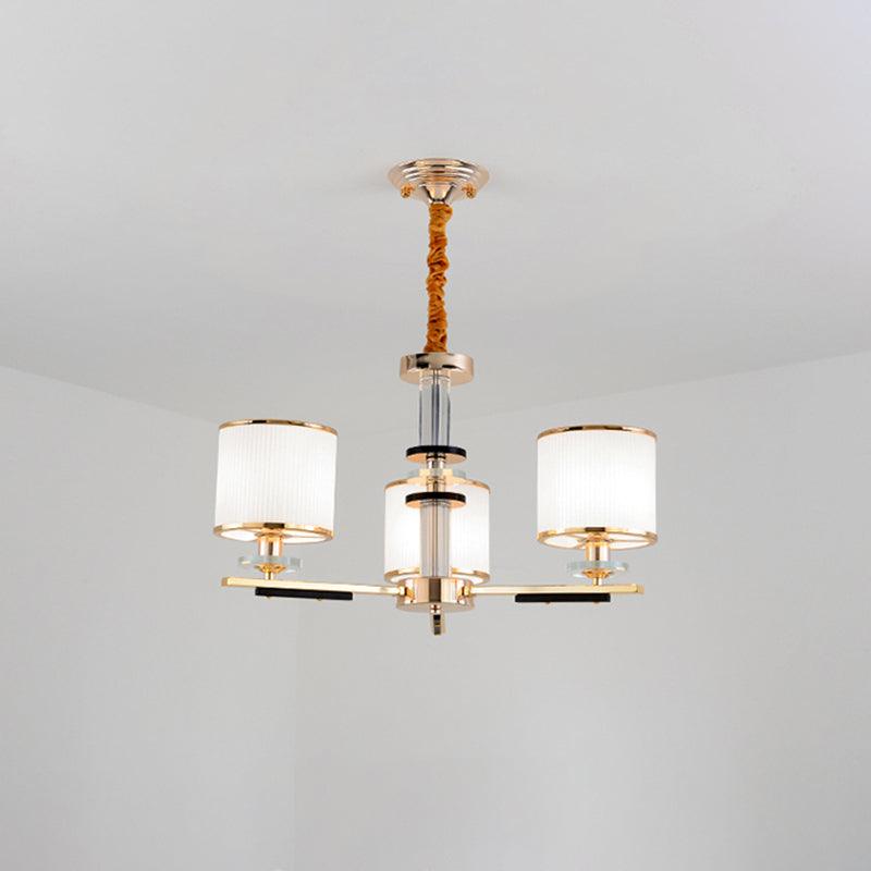 3 Heads Drawing Room Ceiling Pendant Simplicity Gold Chandelier - Rebooters