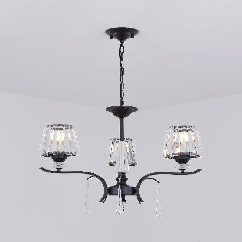 Beveled Crystal Conical Chandelier Simple 3 Lights Ceiling Lamp - Rebooters