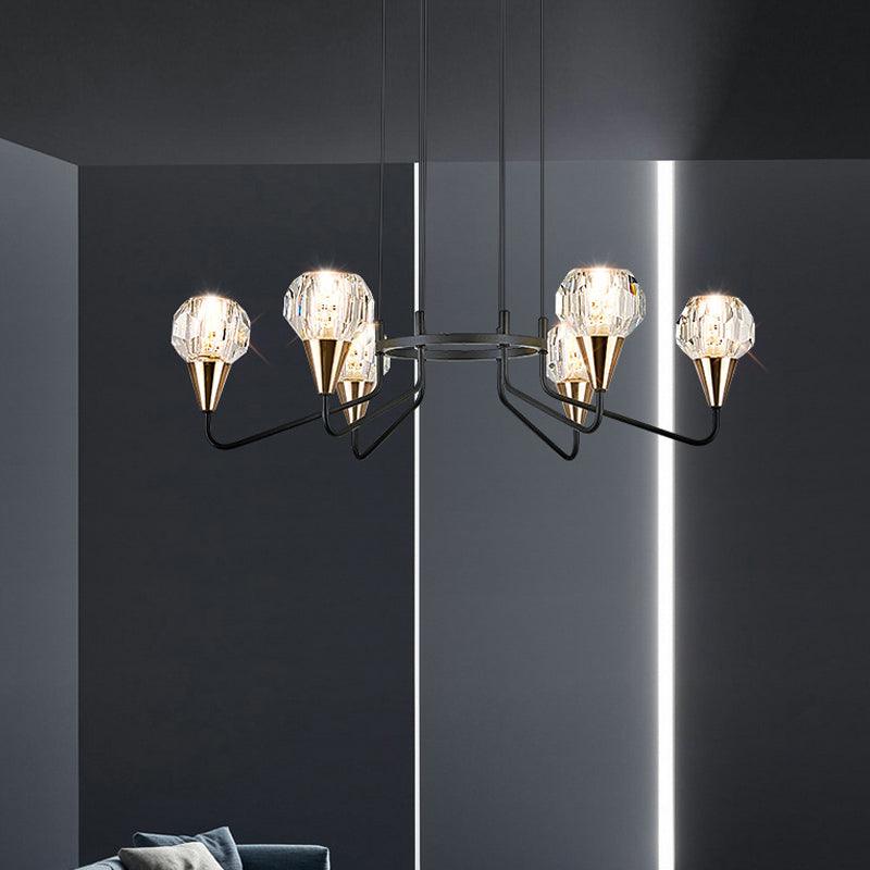 6/8 Bulbs Living Room Suspension Light Minimalism Black Chandelier - Rebooters