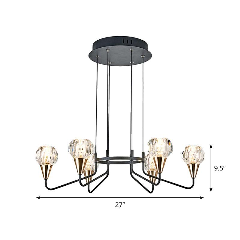 6/8 Bulbs Living Room Suspension Light Minimalism Black Chandelier - Rebooters