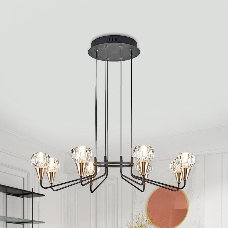 6/8 Bulbs Living Room Suspension Light Minimalism Black Chandelier - Rebooters