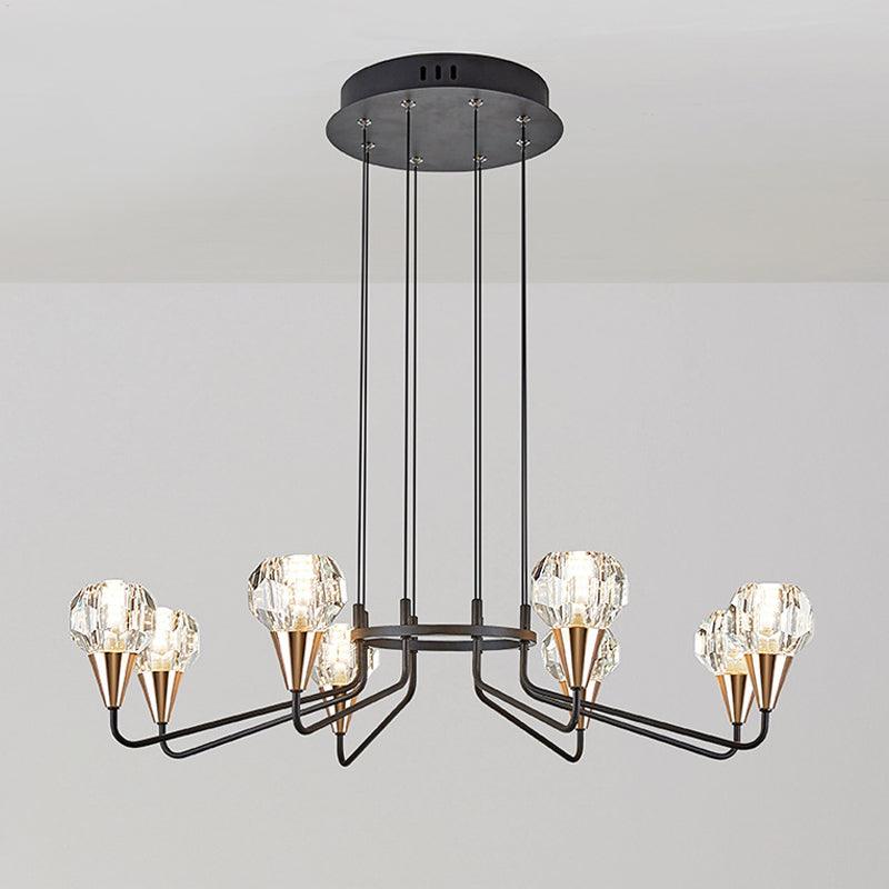 6/8 Bulbs Living Room Suspension Light Minimalism Black Chandelier - Rebooters