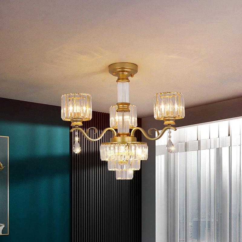 3-Tier Chandelier Lamp Minimalist Clear Crystal Ceiling Light - Rebooters