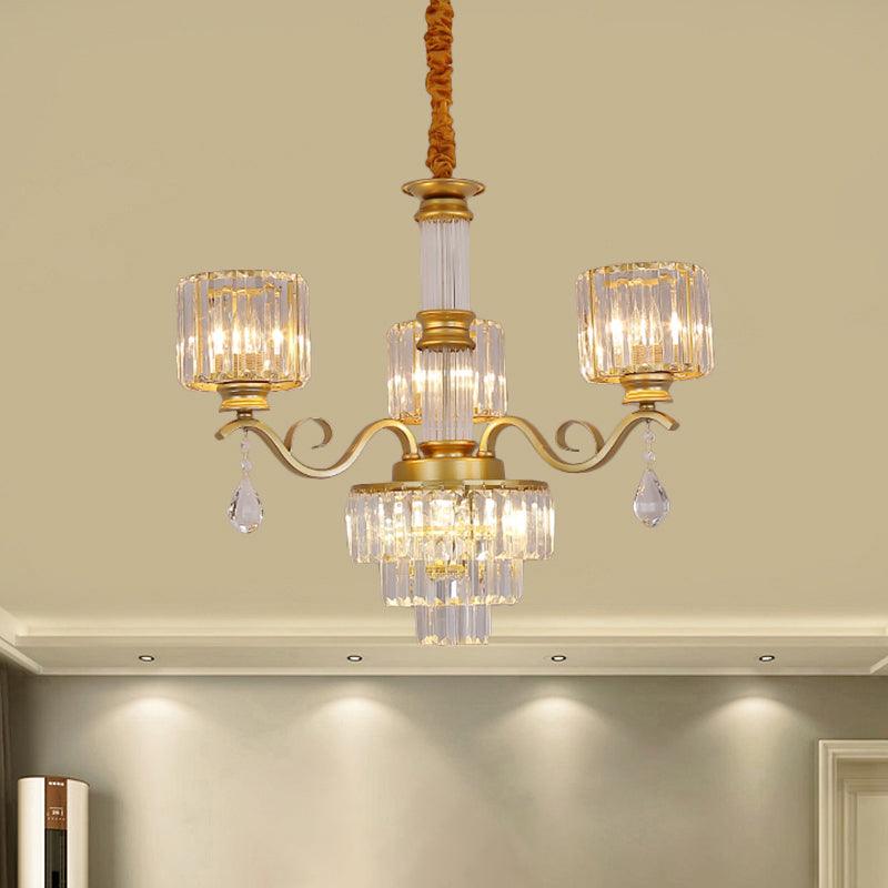 3-Tier Chandelier Lamp Minimalist Clear Crystal Ceiling Light - Rebooters