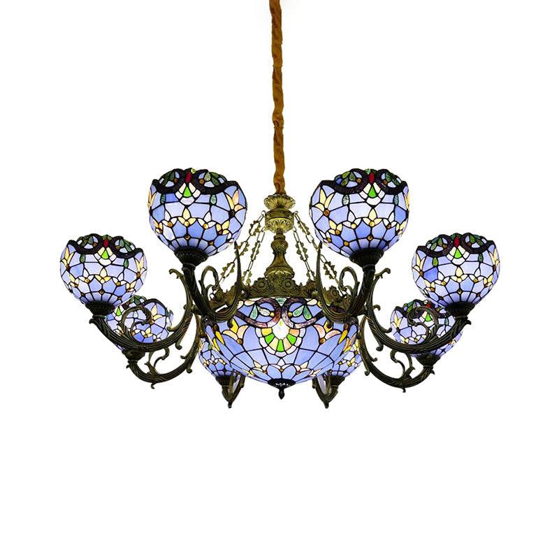 9/11/13 Lights Tiffany Stained Glass Chandelier in Blue - Rebooters