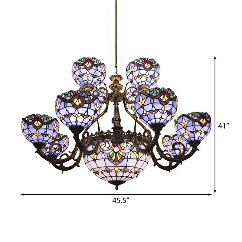 9/11/13 Lights Tiffany Stained Glass Chandelier in Blue - Rebooters