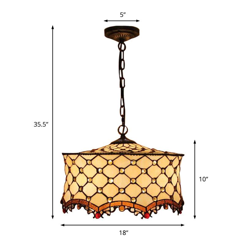 Beige Jeweled Ceiling Lamp Tiffany Stylish 3 Heads Pendant - Rebooters