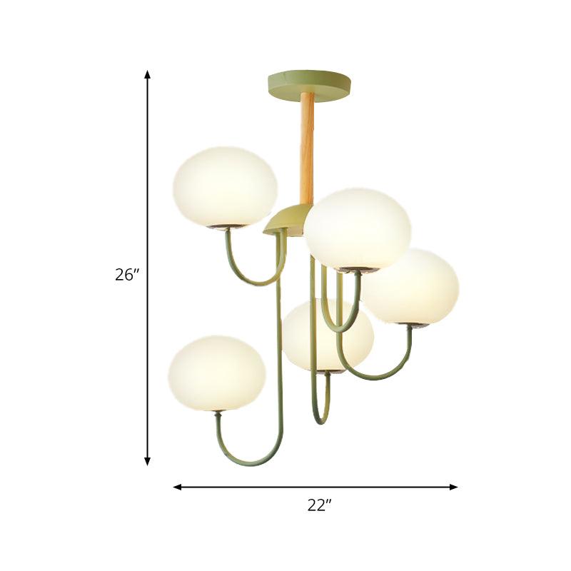 3/5 Lights Living Room Hanging Lamp with Pearl Glass Shade - Rebooters