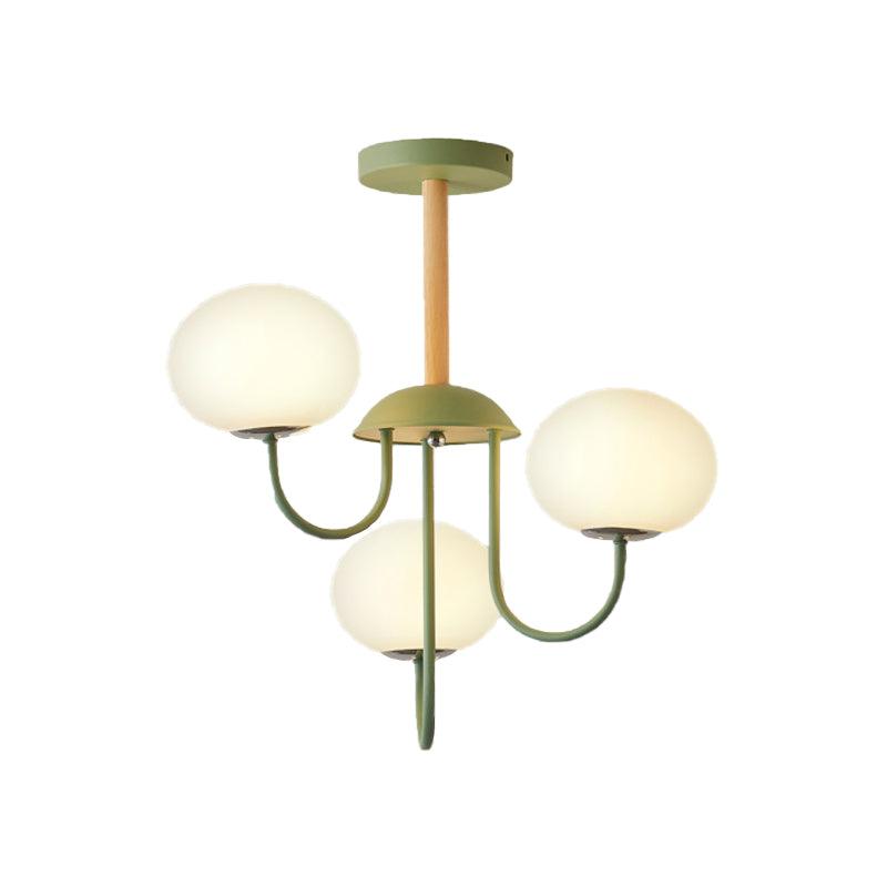 3/5 Lights Living Room Hanging Lamp with Pearl Glass Shade - Rebooters
