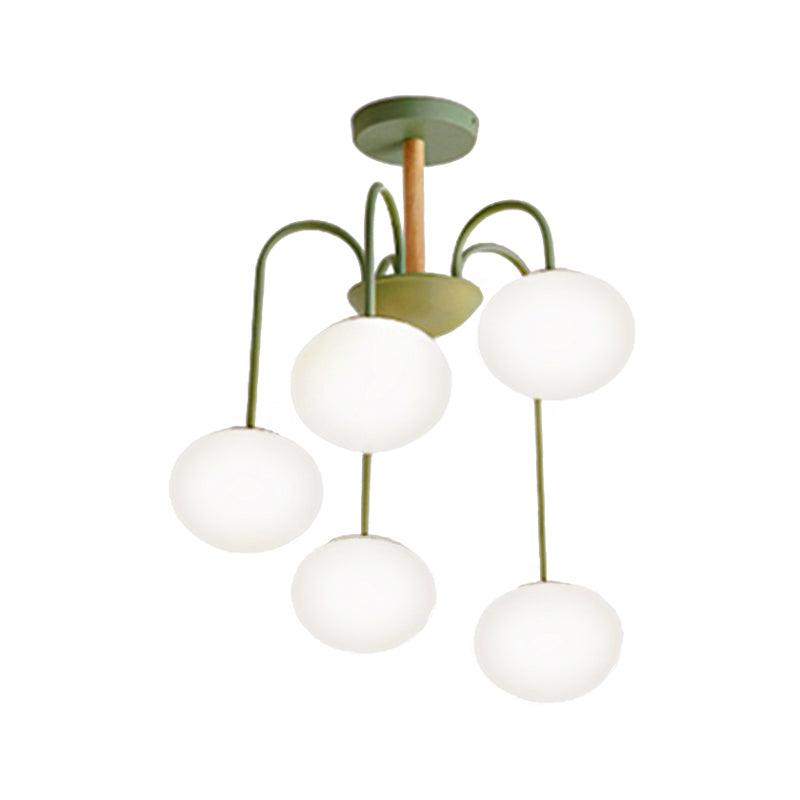 3/5 Lights Living Room Hanging Lamp with Pearl Glass Shade - Rebooters