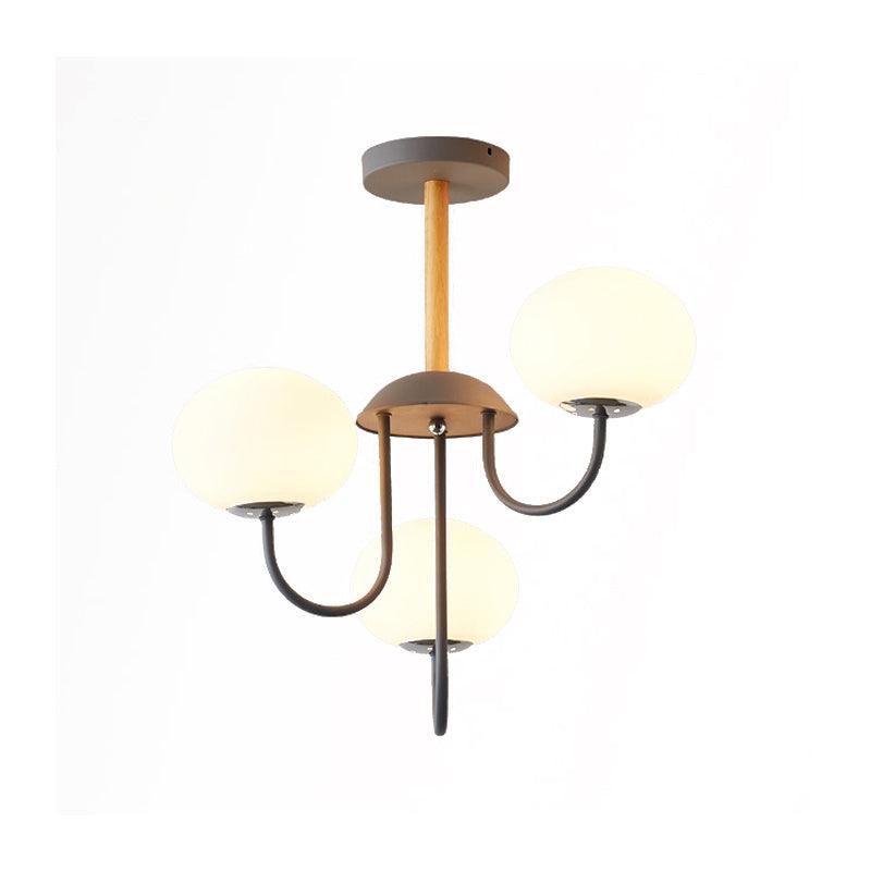 3/5 Lights Living Room Hanging Lamp with Pearl Glass Shade - Rebooters