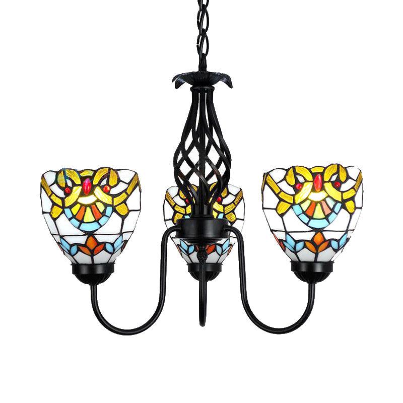 Baroque Bowl Pendant Lighting Stained Glass Ceiling Chandelier - Rebooters