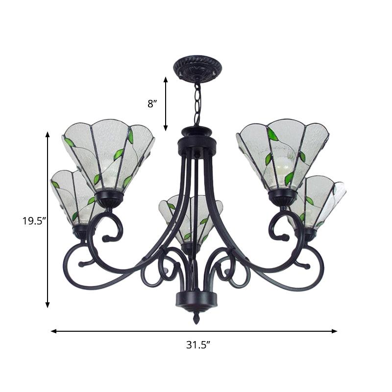 5 Lights Leaf Pendant Light with Clear Dimpled Glass - Rebooters