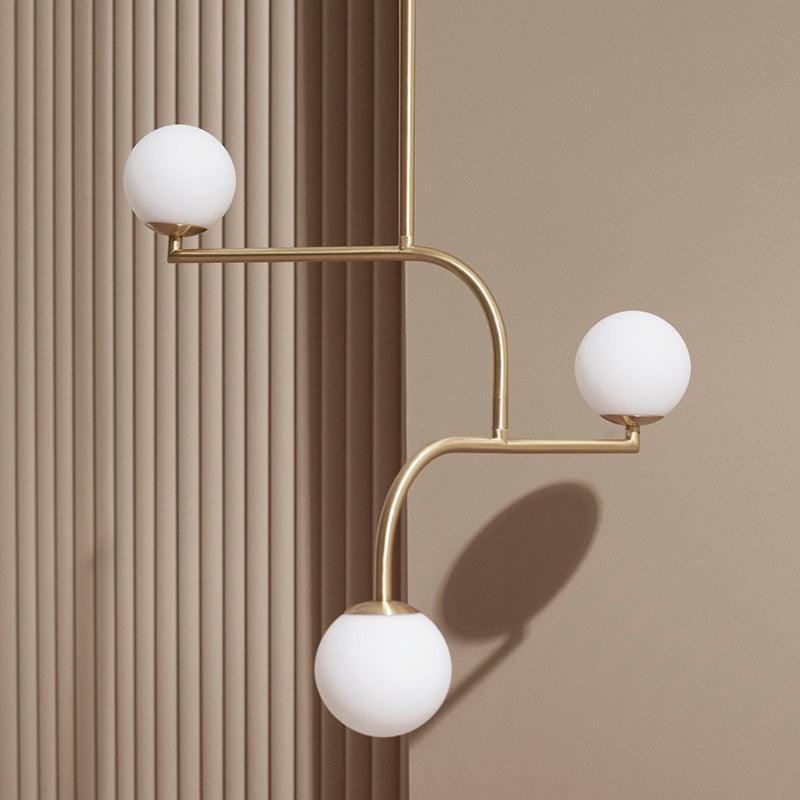 3 Lights Indoor Hanging Chandelier Light with Global White Shade - Rebooters