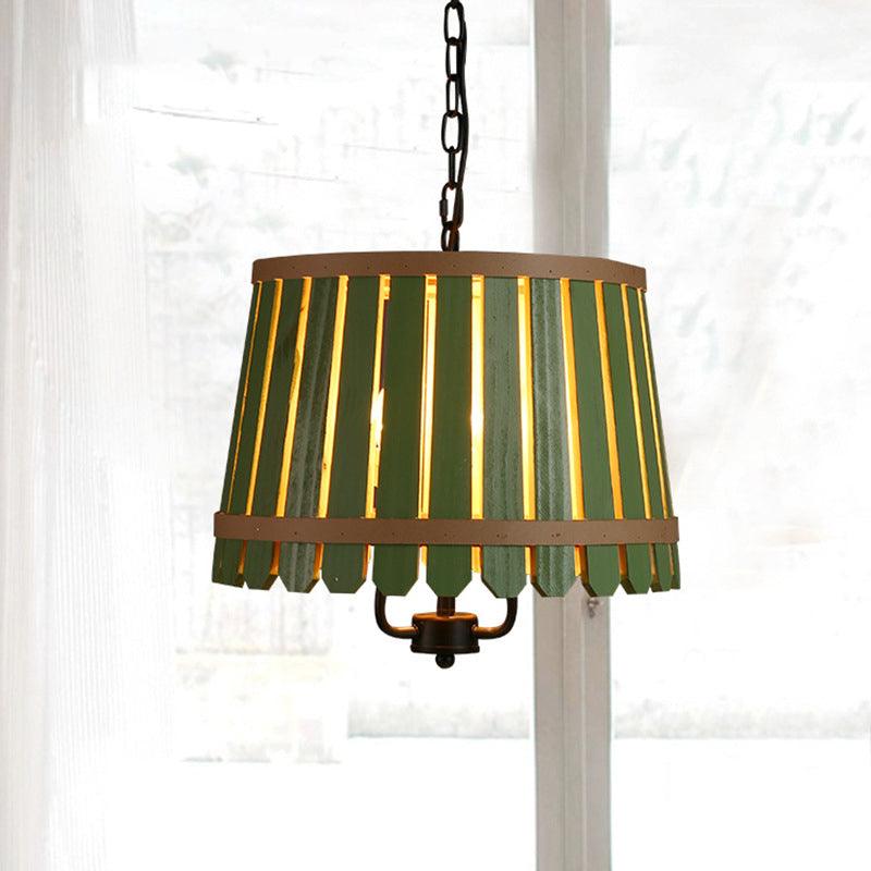 12.5"/16.5" Wide Slatted Chandelier Light Fixture Modern Wooden Pendant for Dining Room - Rebooters