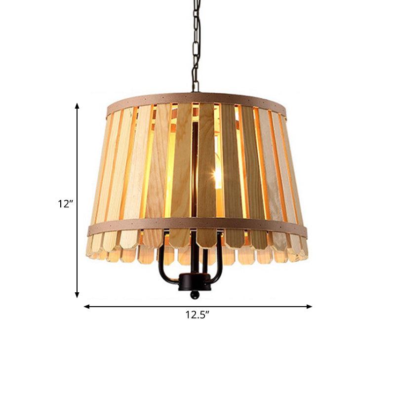 12.5"/16.5" Wide Slatted Chandelier Light Fixture Modern Wooden Pendant for Dining Room - Rebooters