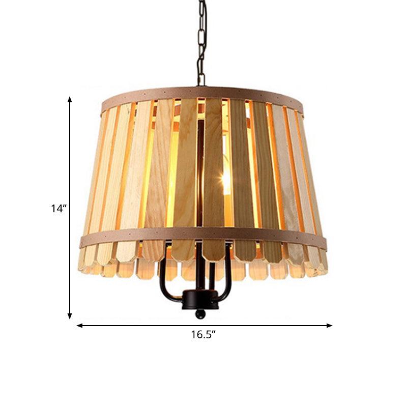 12.5"/16.5" Wide Slatted Chandelier Light Fixture Modern Wooden Pendant for Dining Room - Rebooters