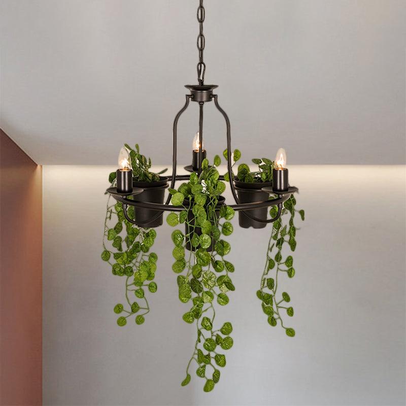 3 Lights Candelabra Chandelier Industrial Black White Pendant Light - Rebooters