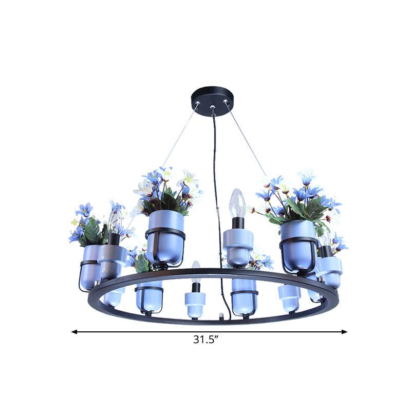 6 Bulbs Metal Chandelier Industrial Pink Blue Pendant Light - Rebooters