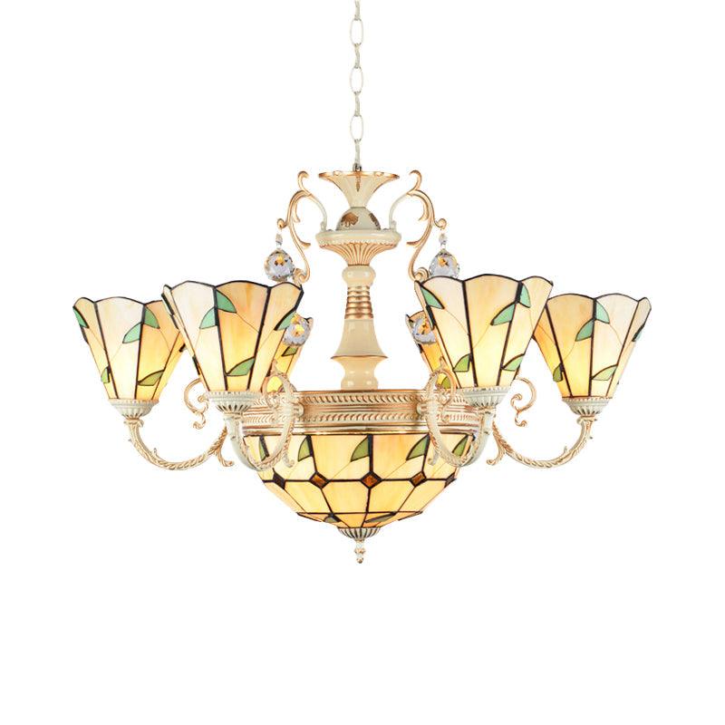 9/11 Lights Leaf Indoor Pendant Light Stained Glass Chandelier - Rebooters