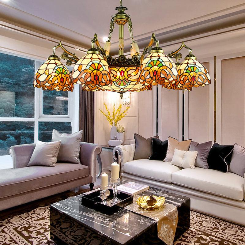 9/11 Lights Living Room Chandelier Lamp Victorian Yellow Pendant Light - Rebooters