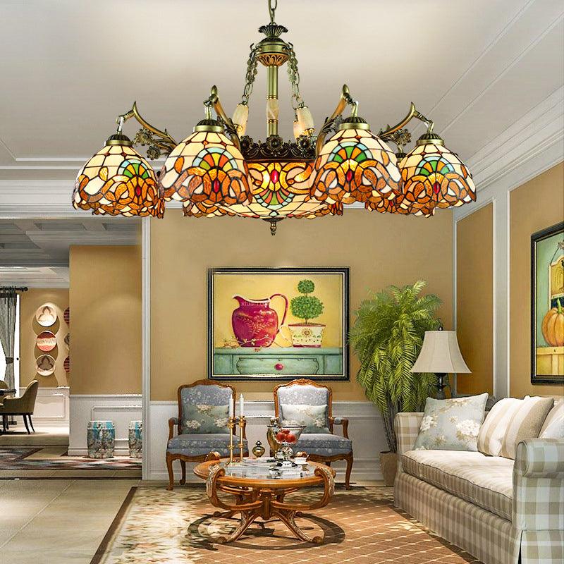 9/11 Lights Living Room Chandelier Lamp Victorian Yellow Pendant Light - Rebooters
