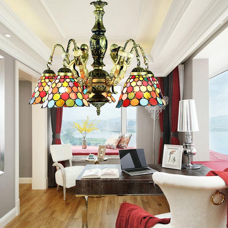 5 Lights Ceiling Light Tiffany Style Bell Shade Chandelier - Rebooters