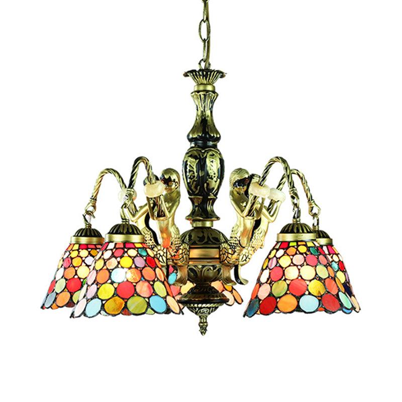 5 Lights Ceiling Light Tiffany Style Bell Shade Chandelier - Rebooters