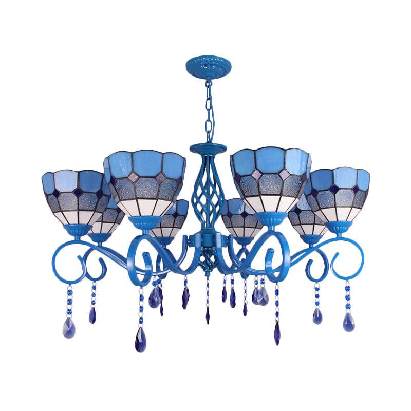 6/8 Lights Blue Pendant Lighting Nautical Tiffany Chandelier - Rebooters