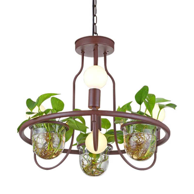 1/2-Tier Metal Chandelier Light Industrial 4/7/10 Bulbs Coffee - Rebooters