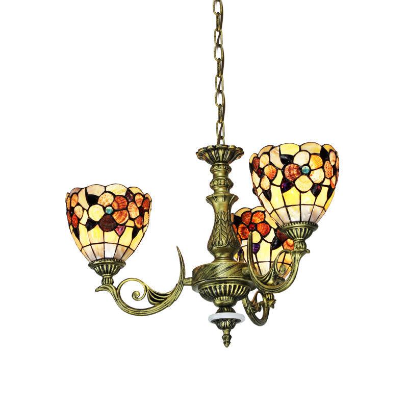 9/11 Lights Bedroom Ceiling Chandelier Tiffany Beige Flower - Rebooters