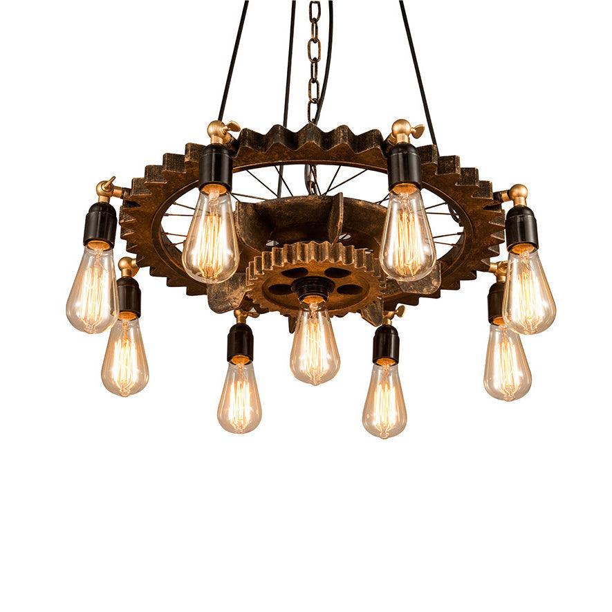 2 Tiers Gear Restaurant Chandelier Light Antique Metallic - Rebooters