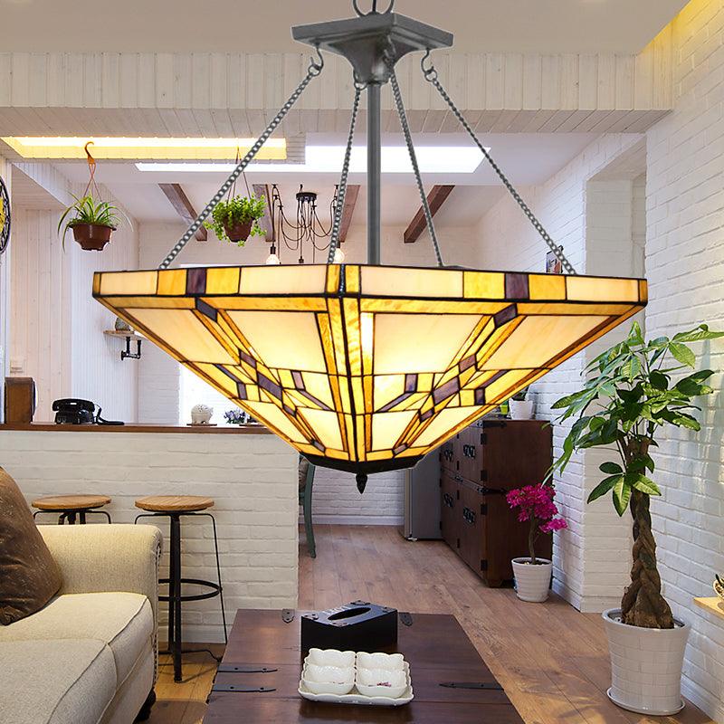 19.5"/27.5" Wide Tiffany Vintage Pyramid Chandelier Light - Rebooters
