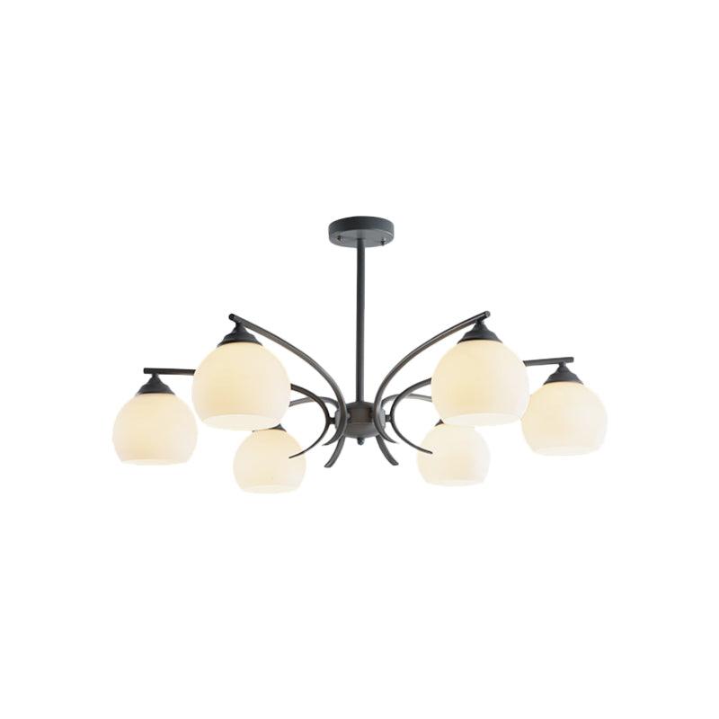 Sphere Shade Living Room Chandelier Opal Glass 6/8 Lights Macaron Lamp - Rebooters