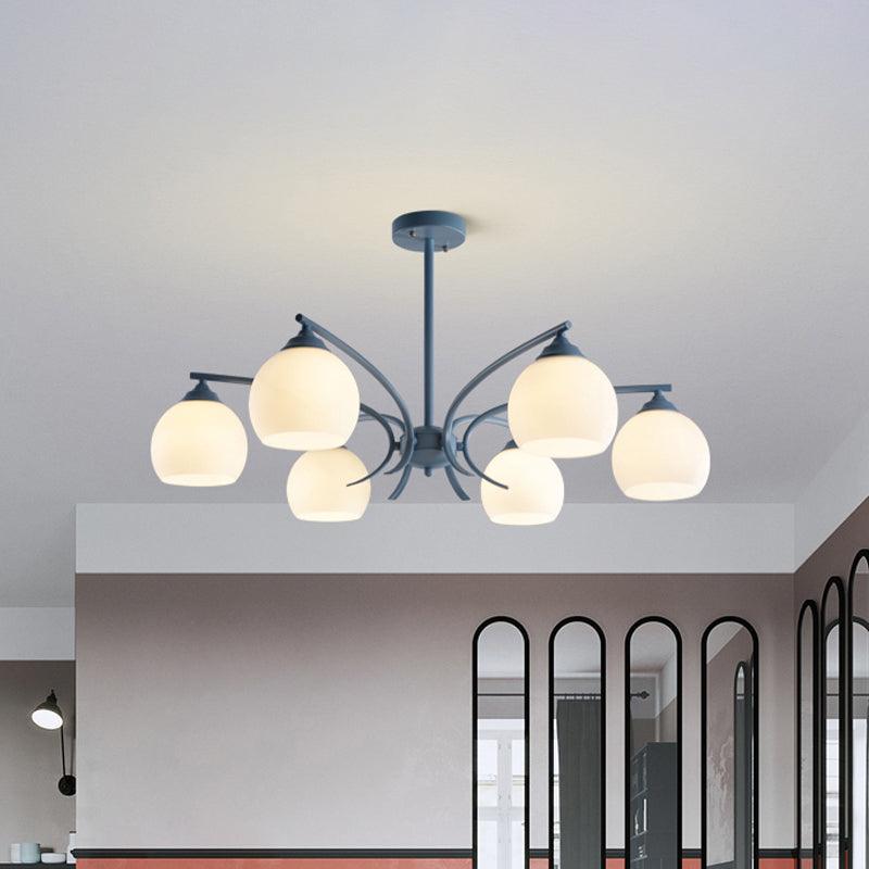 Sphere Shade Living Room Chandelier Opal Glass 6/8 Lights Macaron Lamp - Rebooters