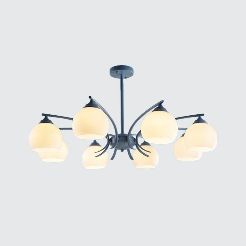 Sphere Shade Living Room Chandelier Opal Glass 6/8 Lights Macaron Lamp - Rebooters
