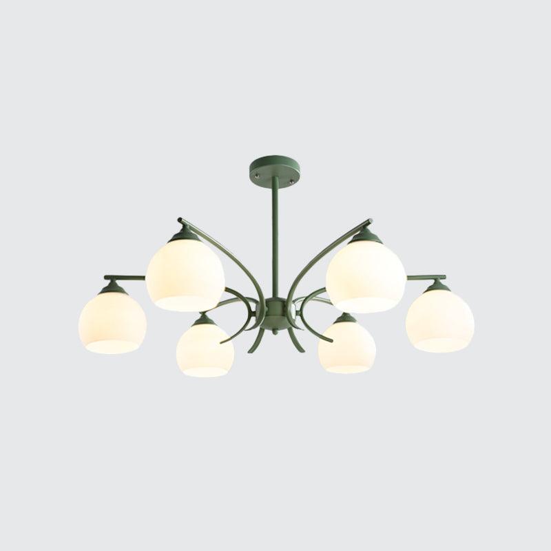 Sphere Shade Living Room Chandelier Opal Glass 6/8 Lights Macaron Lamp - Rebooters