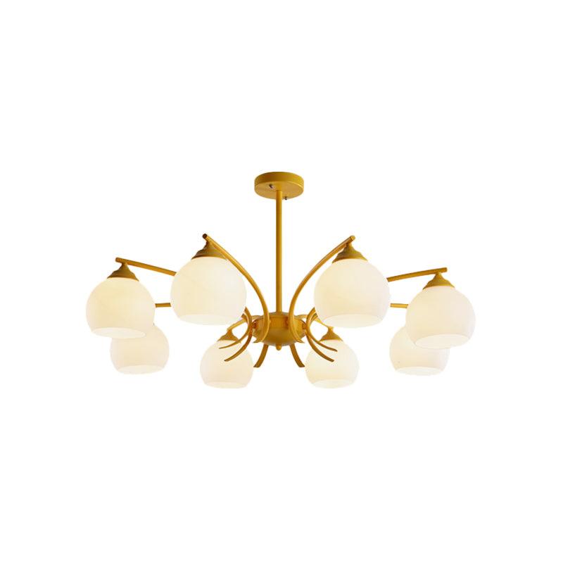 Sphere Shade Living Room Chandelier Opal Glass 6/8 Lights Macaron Lamp - Rebooters
