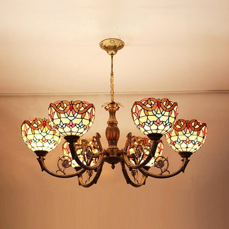 6 Lights Bell Chandelier Lighting with Baroque Peacock Tail Design - Rebooters