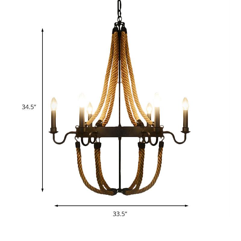 Metal Empire Chandelier Lamp Lodge Style 6/8 Lights Black Pendant - Rebooters