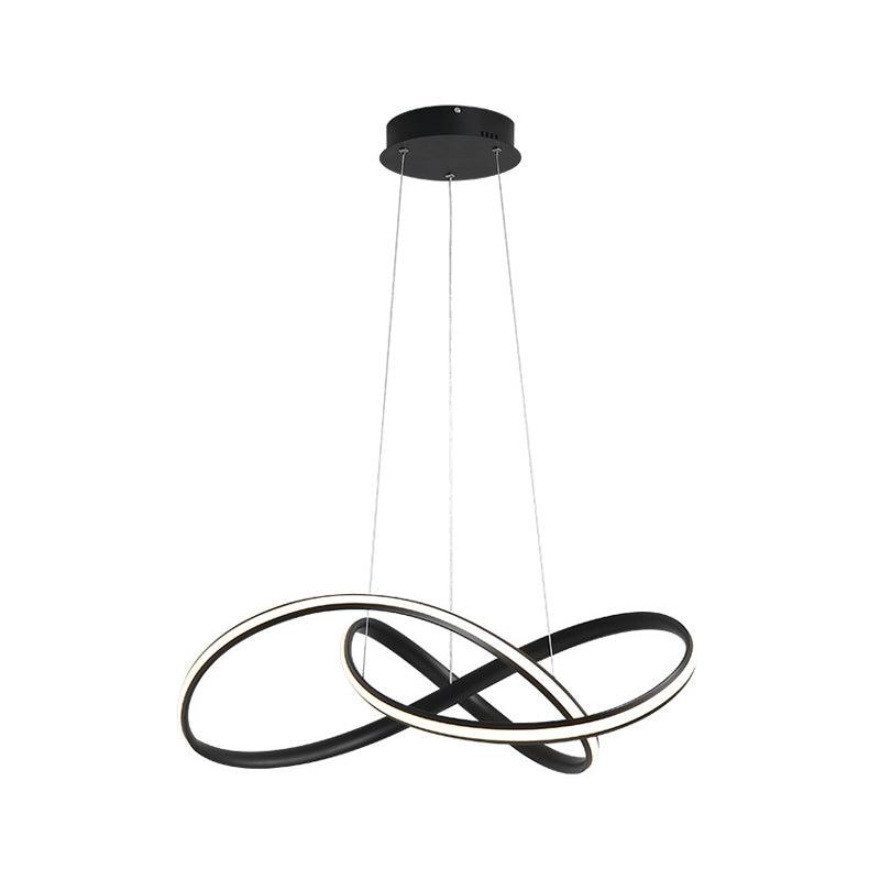 19.5"/27.5" W Simple LED Down Lighting Black Twisted Chandelier - Rebooters